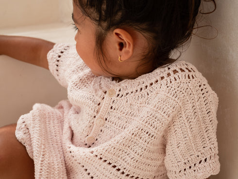 ILLOURA THE LABEL / Crochet Dress Pink(2y,3y,4y,5y)